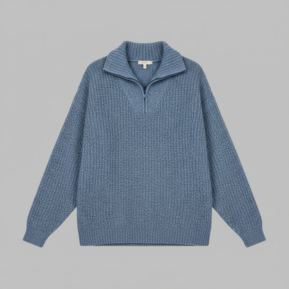 Dafina | Women's V-Neck Zipper Sweater in Cotton-Acrylic Blend 0