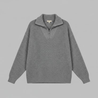 Dafina | Women's V-Neck Zipper Sweater in Cotton-Acrylic Blend 1