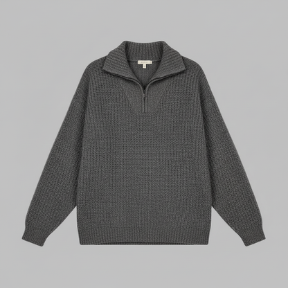 Dafina | Women's V-Neck Zipper Sweater in Cotton-Acrylic Blend 2