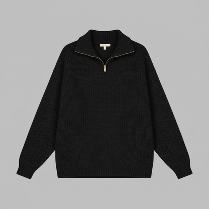 Dafina | Women's V-Neck Zipper Sweater in Cotton-Acrylic Blend 5