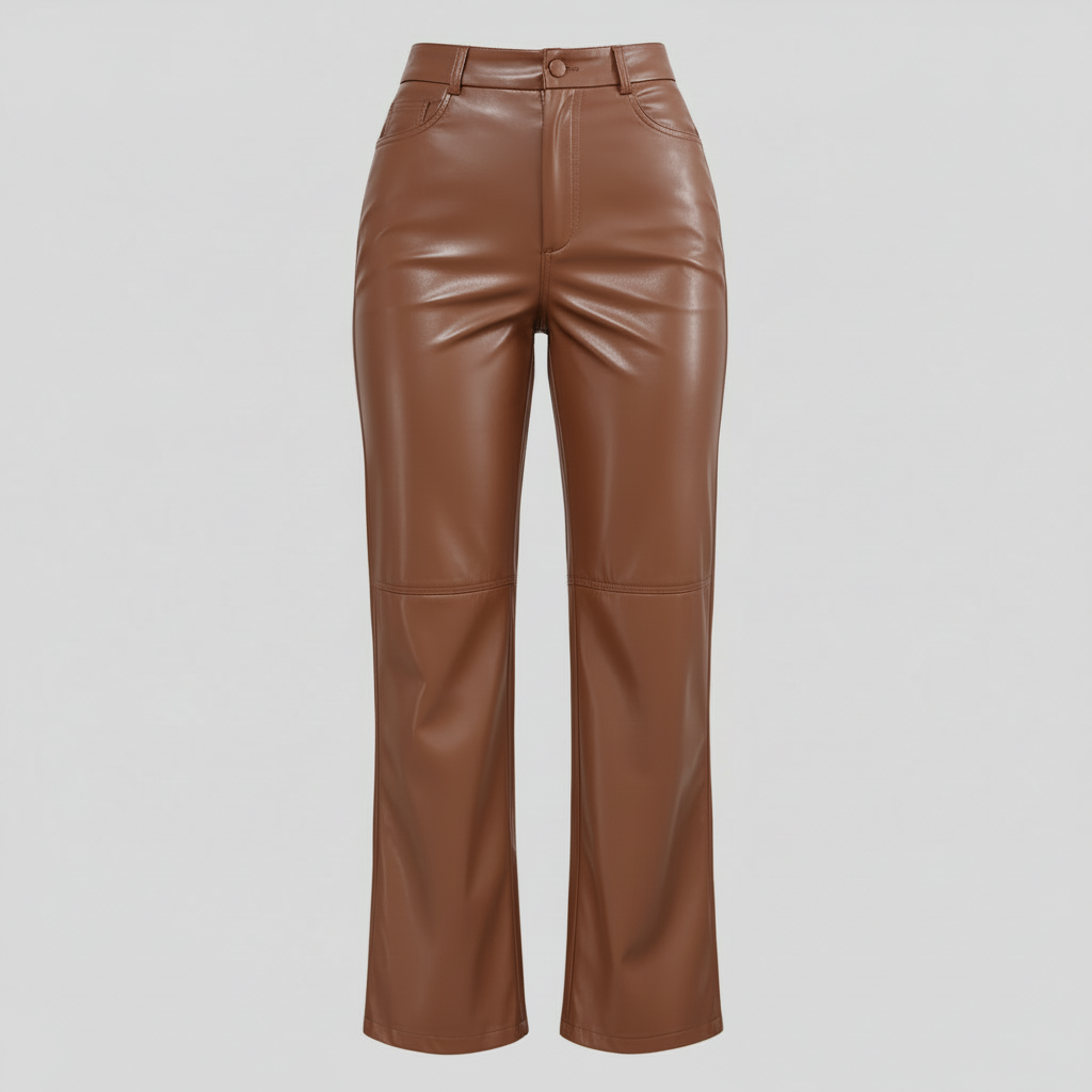 High Waist Wide Leg Leather Pants | Women's Trousers 0