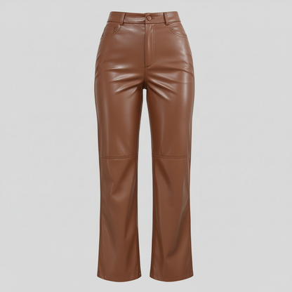 High Waist Wide Leg Leather Pants | Women's Trousers 0