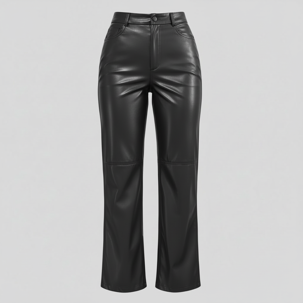 High Waist Wide Leg Leather Pants | Women's Trousers 1