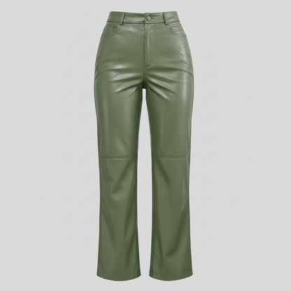 High Waist Wide Leg Leather Pants | Women's Trousers 2