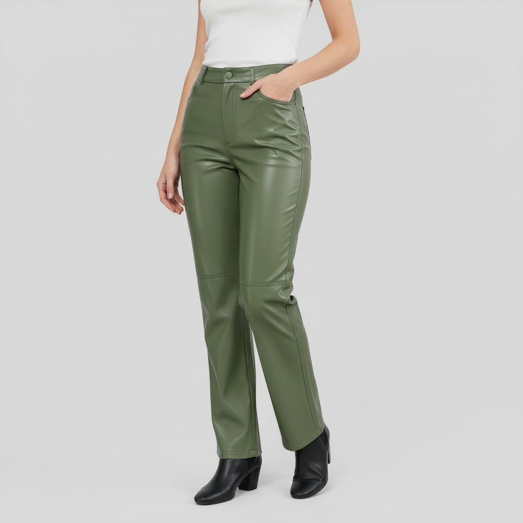 High Waist Wide Leg Leather Pants | Women's Trousers 5