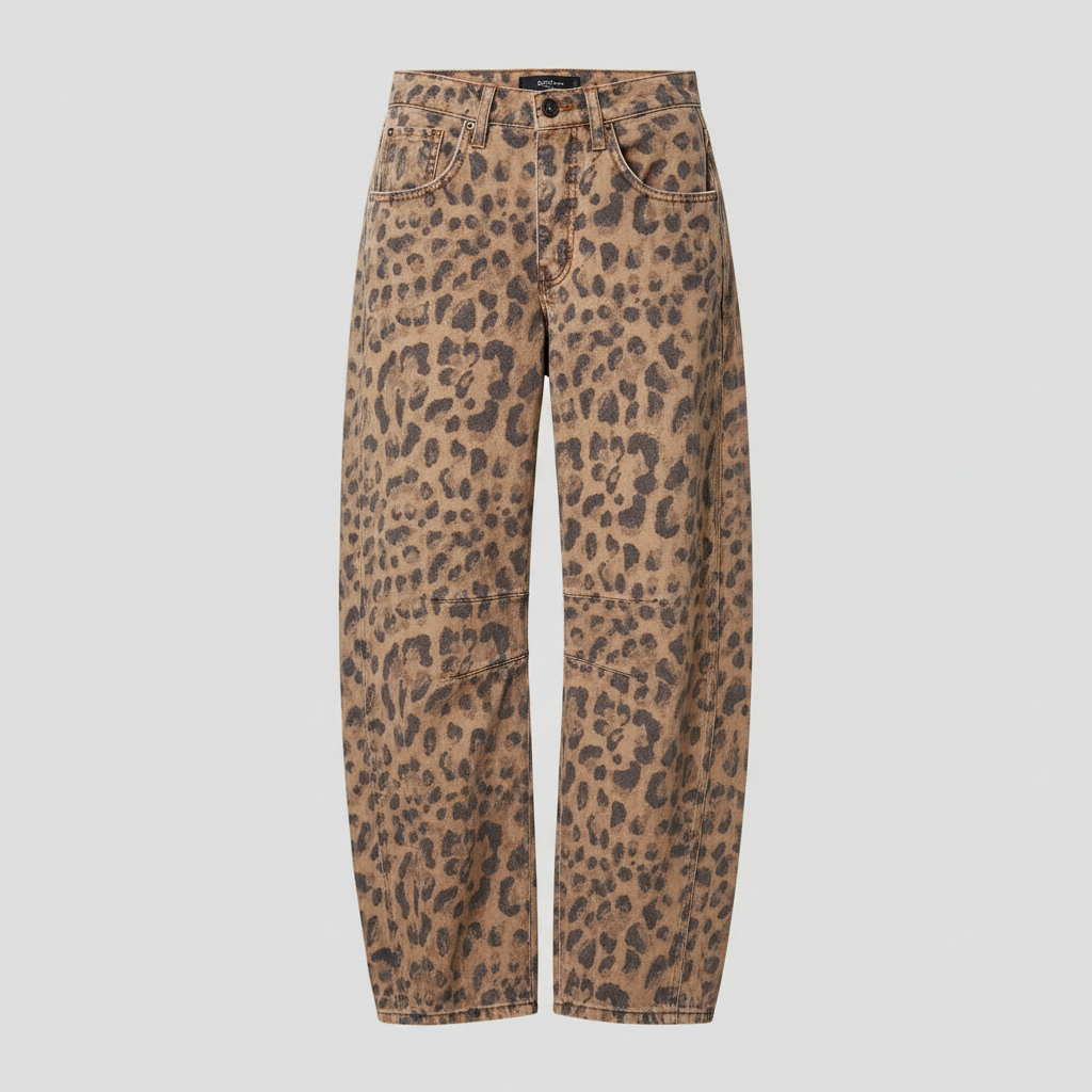 Leopard Print Barrel Jeans | Women's Casual Denim 0